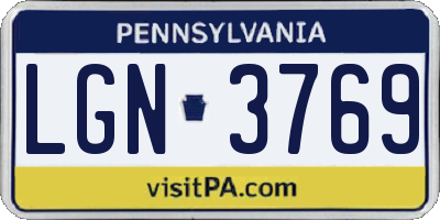 PA license plate LGN3769