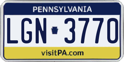 PA license plate LGN3770