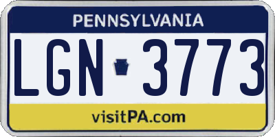 PA license plate LGN3773