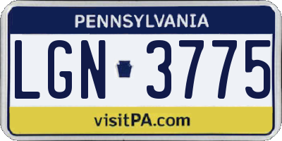 PA license plate LGN3775