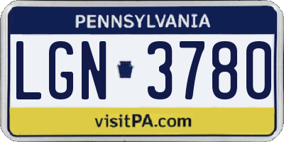 PA license plate LGN3780