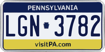 PA license plate LGN3782