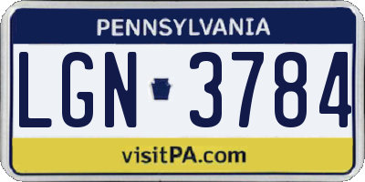PA license plate LGN3784