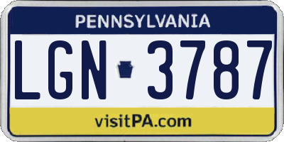 PA license plate LGN3787