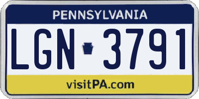 PA license plate LGN3791