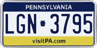 PA license plate LGN3795