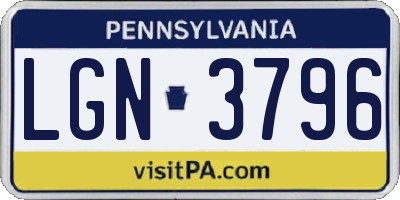 PA license plate LGN3796