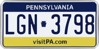 PA license plate LGN3798