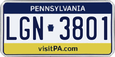 PA license plate LGN3801
