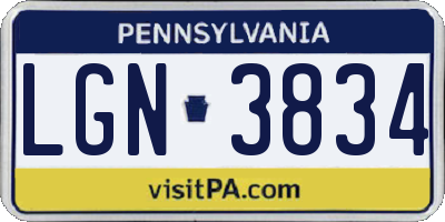 PA license plate LGN3834