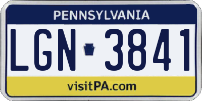 PA license plate LGN3841