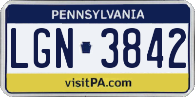 PA license plate LGN3842