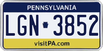PA license plate LGN3852
