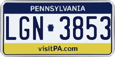PA license plate LGN3853