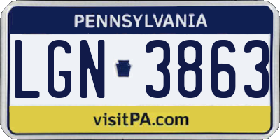 PA license plate LGN3863