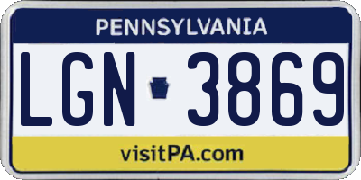 PA license plate LGN3869