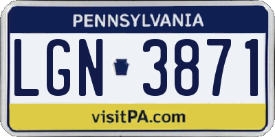PA license plate LGN3871