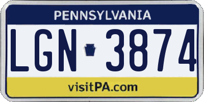 PA license plate LGN3874