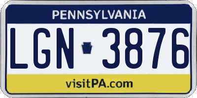 PA license plate LGN3876