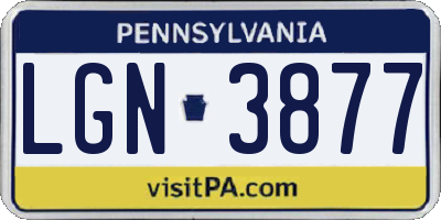 PA license plate LGN3877