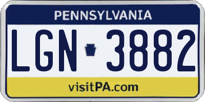 PA license plate LGN3882