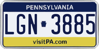 PA license plate LGN3885