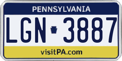 PA license plate LGN3887