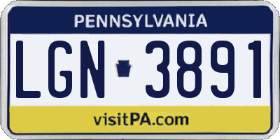 PA license plate LGN3891