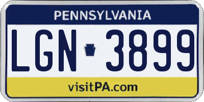 PA license plate LGN3899