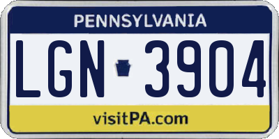 PA license plate LGN3904