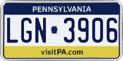 PA license plate LGN3906
