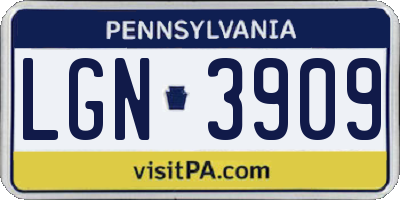 PA license plate LGN3909
