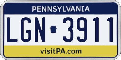 PA license plate LGN3911