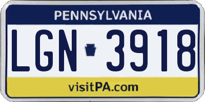 PA license plate LGN3918
