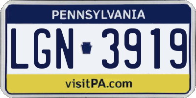 PA license plate LGN3919