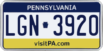 PA license plate LGN3920