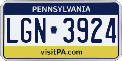 PA license plate LGN3924