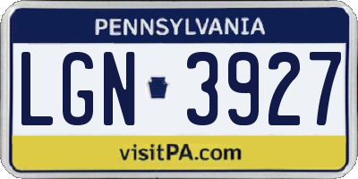 PA license plate LGN3927