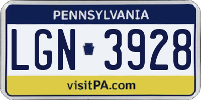 PA license plate LGN3928