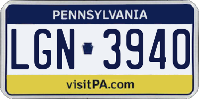 PA license plate LGN3940