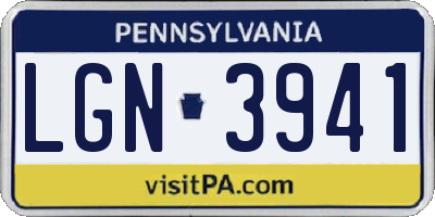 PA license plate LGN3941