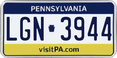 PA license plate LGN3944