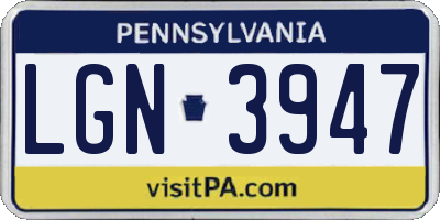 PA license plate LGN3947