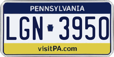 PA license plate LGN3950