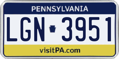 PA license plate LGN3951