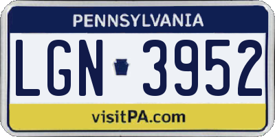 PA license plate LGN3952