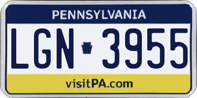 PA license plate LGN3955