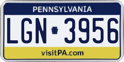 PA license plate LGN3956