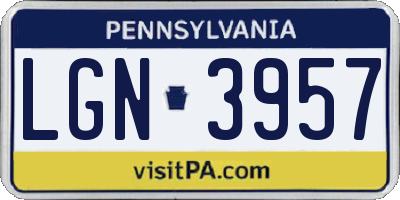 PA license plate LGN3957