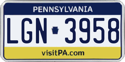 PA license plate LGN3958